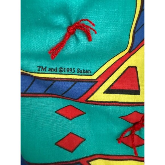 Vintage 1989 Power Rangers 82” x 41” Hand Made Tied Quilt Red Blue Twin Coverlet - Picture 2 of 11